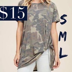New Camo tee with side knot